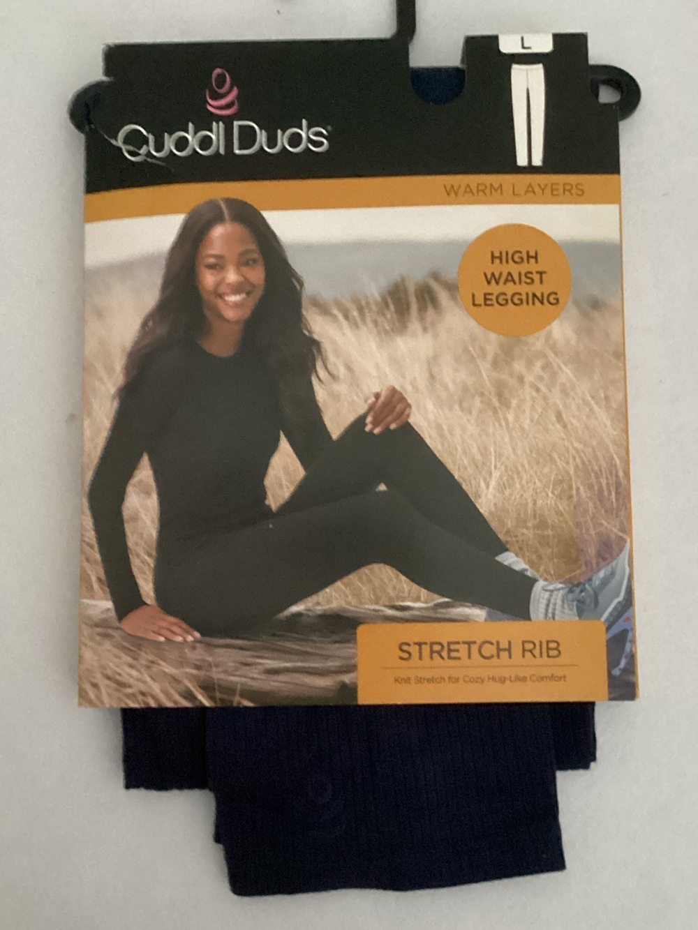 Cuddl Duds Stretch Rib High Waist Leggings - Navy